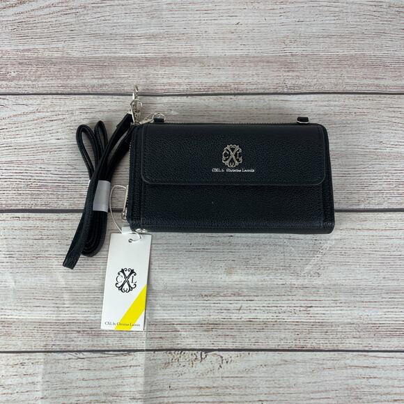 CXL Christian Lacroix Blake Pebble Clutch Crossbody Wallet Black - Picture 1 of 9